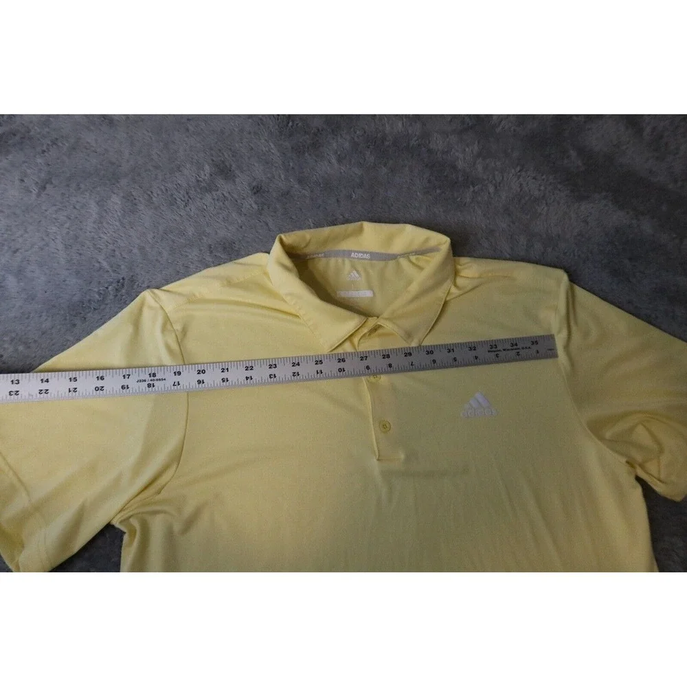 Adidas Golf Men's Yellow Short Sleeve Polo Shirt SZ Large Athletic Casual Fit